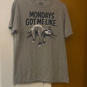 Gray Graphic T-Shirt with Sloth Design